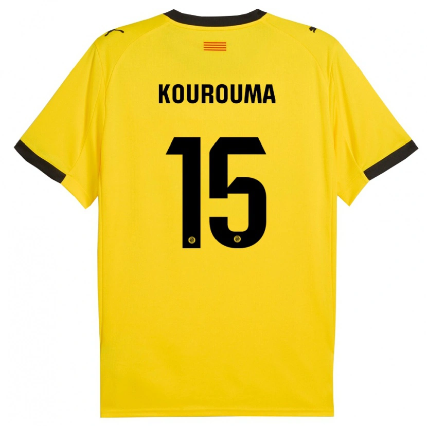 Danxen Kvinder Lass Kourouma #15 Gul Sort Udebane Spillertrøjer 2025/26 Trøje T-Shirt