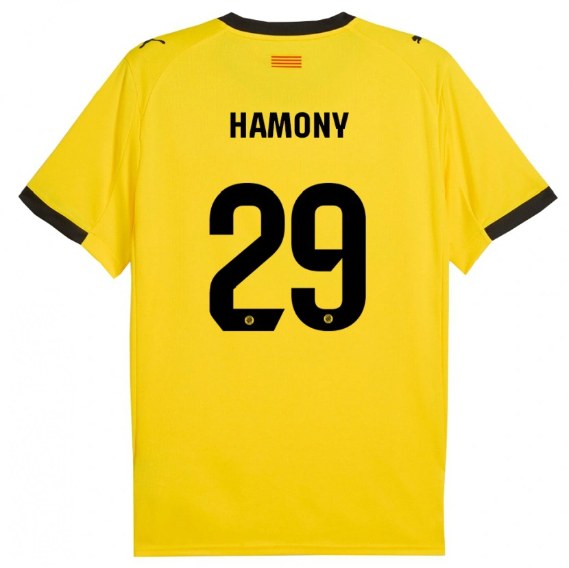 Danxen Kvinder Mohammed Hamony #29 Gul Sort Udebane Spillertrøjer 2025/26 Trøje T-Shirt