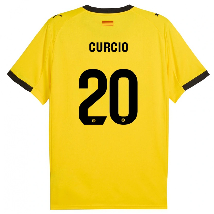 Danxen Kvinder Daniel Curcio #20 Gul Sort Udebane Spillertrøjer 2025/26 Trøje T-Shirt