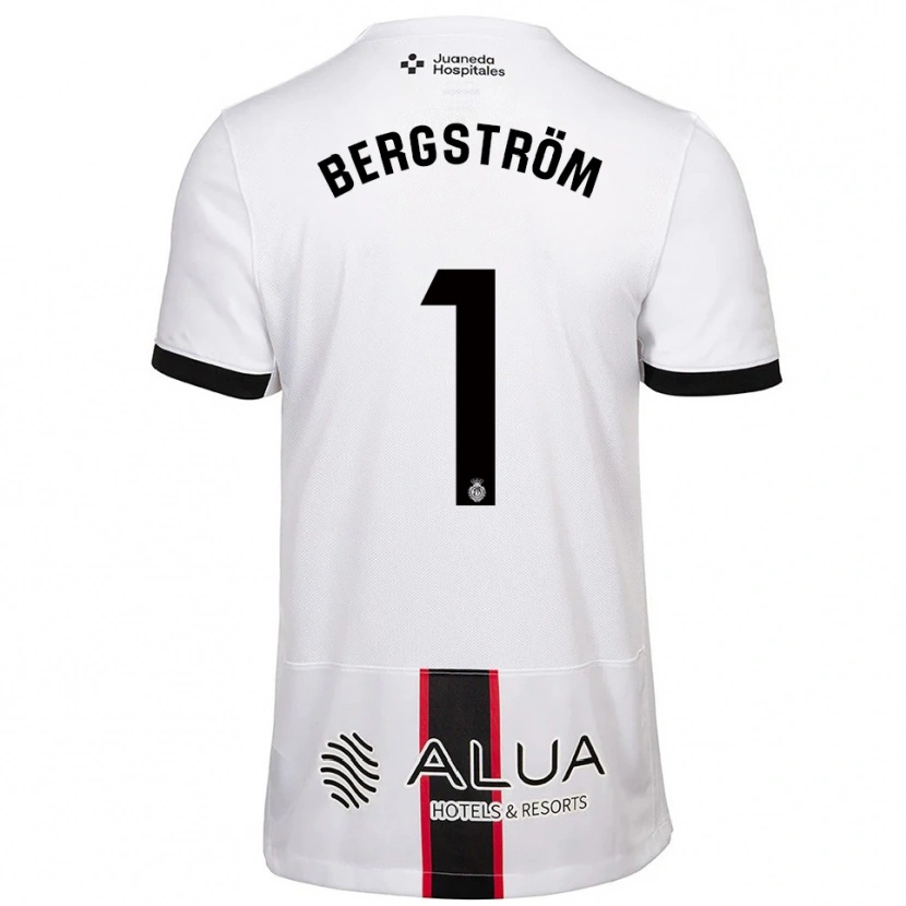 Danxen Kvinder Lucas Bergström #1 Hvid Sort Udebane Spillertrøjer 2025/26 Trøje T-Shirt