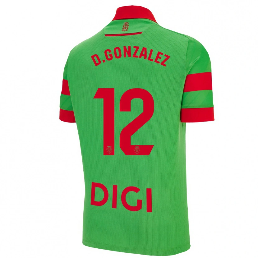 Danxen Kvinder Dani González #12 Grøn Rød Udebane Spillertrøjer 2025/26 Trøje T-Shirt