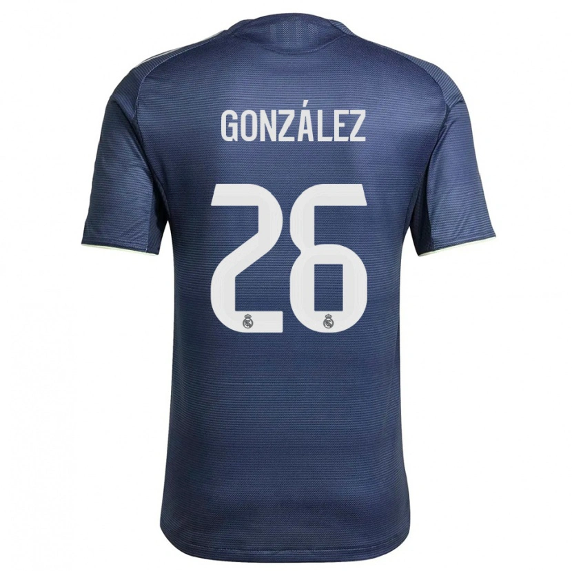 Danxen Kvinder Fran González #26 Navy Sølv Udebane Spillertrøjer 2025/26 Trøje T-Shirt