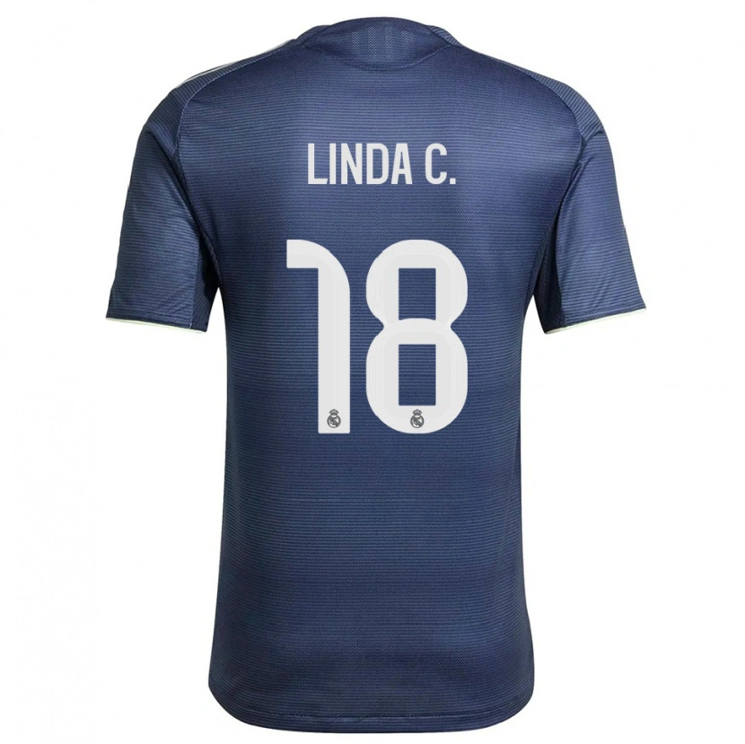 Danxen Kvinder Linda Caicedo #18 Navy Sølv Udebane Spillertrøjer 2025/26 Trøje T-Shirt