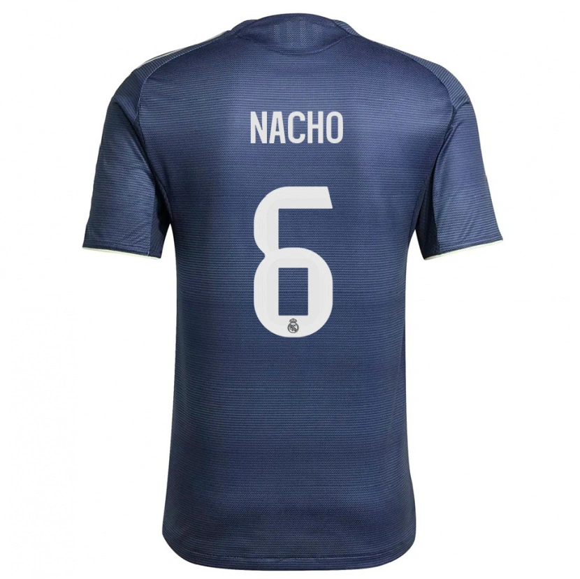 Danxen Kvinder Nacho Fernandez #6 Navy Sølv Udebane Spillertrøjer 2025/26 Trøje T-Shirt