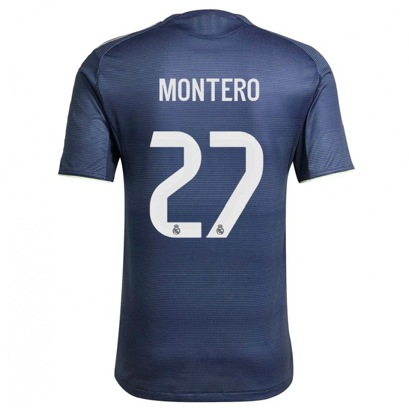 Danxen Kvinder Pablo Montero #27 Navy Sølv Udebane Spillertrøjer 2025/26 Trøje T-Shirt