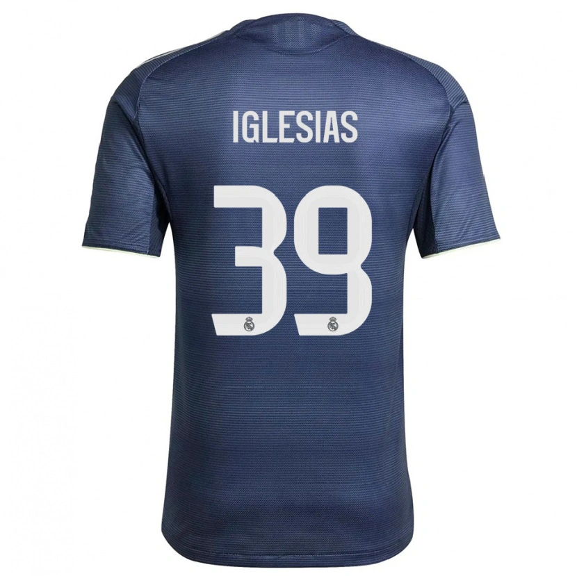 Danxen Kvinder Bruno Iglesias #39 Navy Sølv Udebane Spillertrøjer 2025/26 Trøje T-Shirt