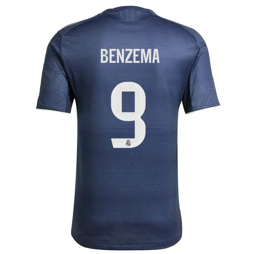 Danxen Kvinder Karim Benzema #9 Navy Sølv Udebane Spillertrøjer 2025/26 Trøje T-Shirt