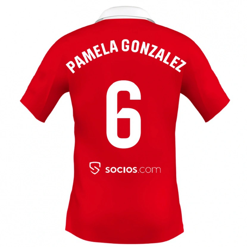 Danxen Kvinder Cinthia Pamela González Medina #6 Rød Hvid Grå Udebane Spillertrøjer 2025/26 Trøje T-Shirt