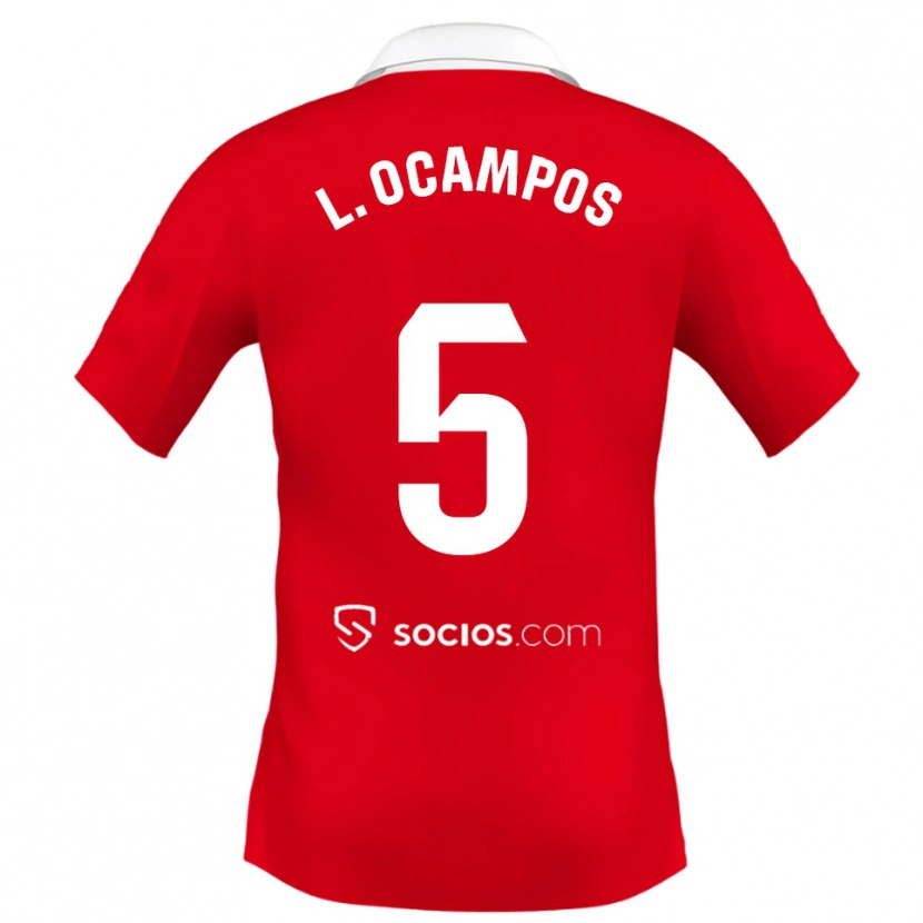 Danxen Kvinder Lucas Ocampos #5 Rød Hvid Grå Udebane Spillertrøjer 2025/26 Trøje T-Shirt