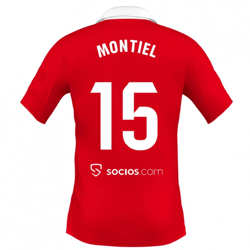 Danxen Kvinder Gonzalo Montiel #15 Rød Hvid Grå Udebane Spillertrøjer 2025/26 Trøje T-Shirt