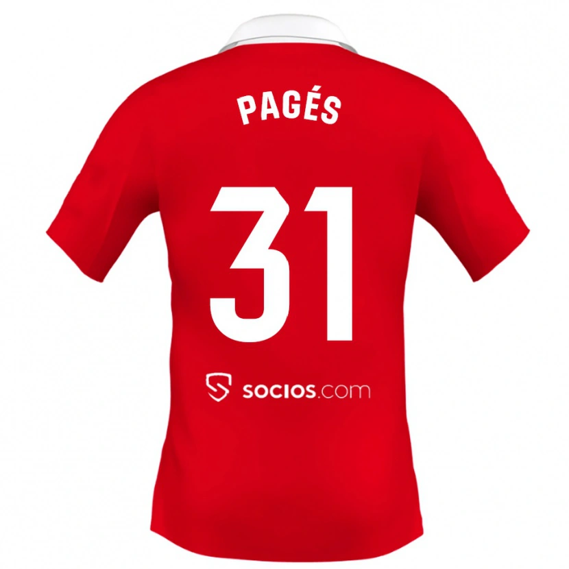 Danxen Kvinder Lukas Pagés #31 Rød Hvid Grå Udebane Spillertrøjer 2025/26 Trøje T-Shirt