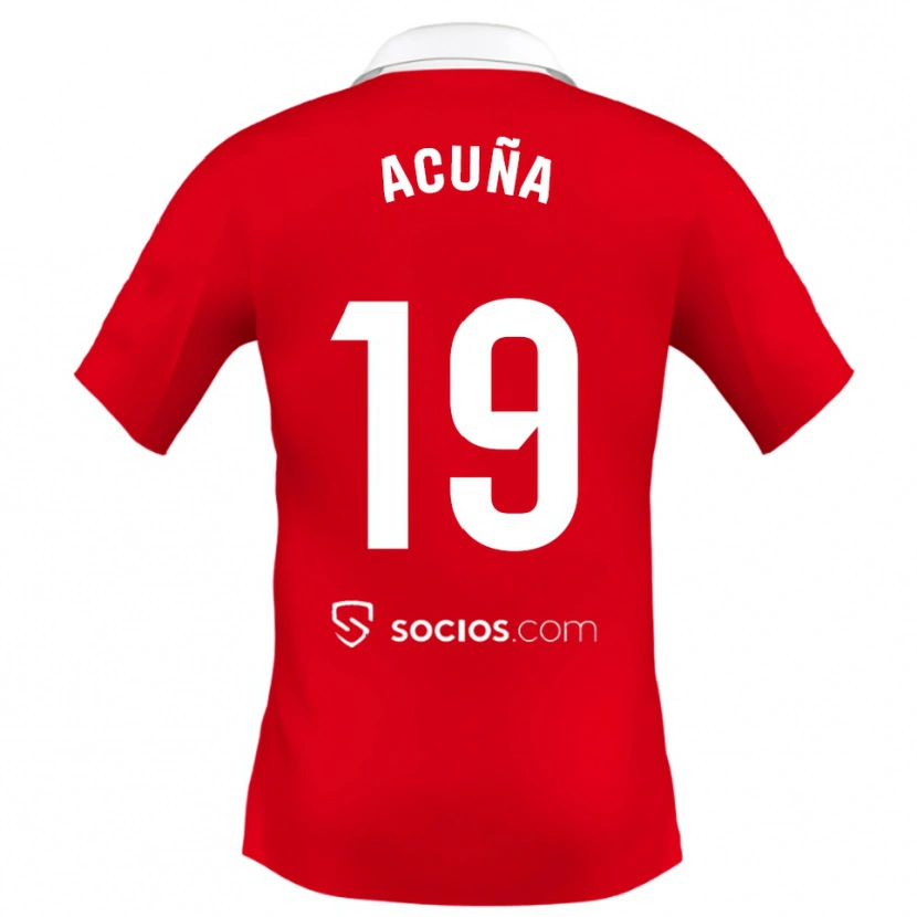 Danxen Kvinder Marcos Acuna #19 Rød Hvid Grå Udebane Spillertrøjer 2025/26 Trøje T-Shirt