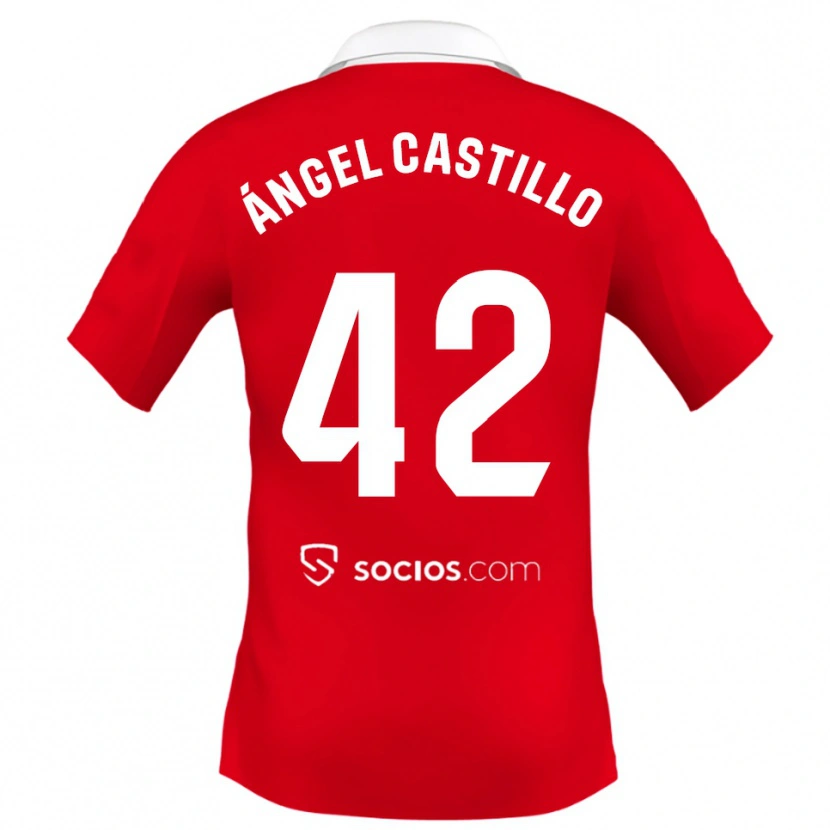 Danxen Kvinder Manuel Ángel Castillo #42 Rød Hvid Grå Udebane Spillertrøjer 2025/26 Trøje T-Shirt