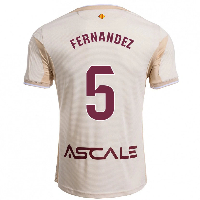 Danxen Kvinder Álvaro Fernández #5 Off-White Bordeaux Udebane Spillertrøjer 2025/26 Trøje T-Shirt