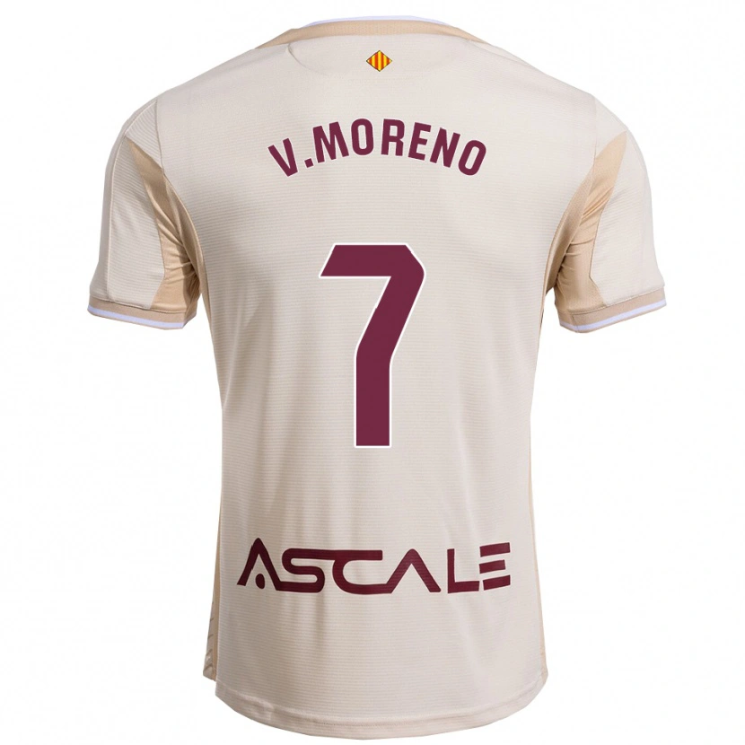 Danxen Kvinder Víctor Moreno #7 Off-White Bordeaux Udebane Spillertrøjer 2025/26 Trøje T-Shirt