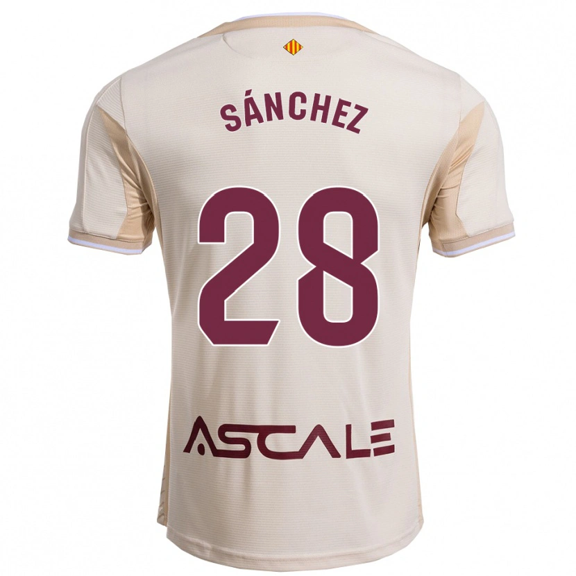 Danxen Kvinder Joel Sánchez #28 Off-White Bordeaux Udebane Spillertrøjer 2025/26 Trøje T-Shirt