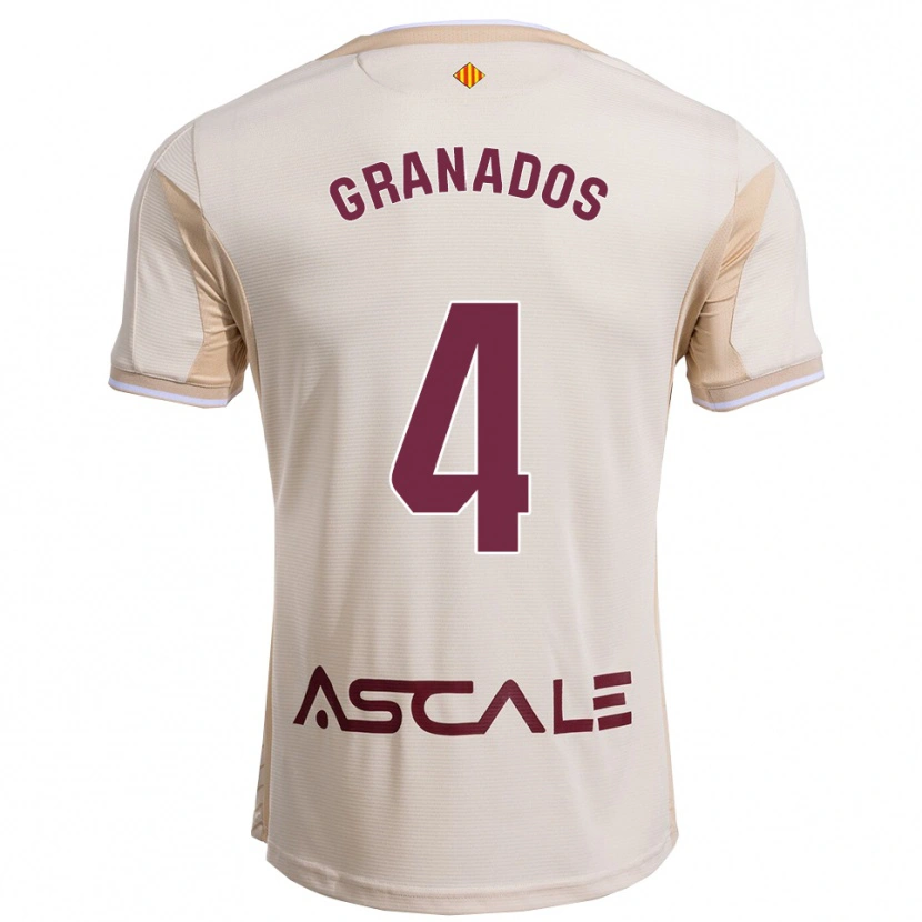 Danxen Kvinder Carlos Granados #4 Off-White Bordeaux Udebane Spillertrøjer 2025/26 Trøje T-Shirt