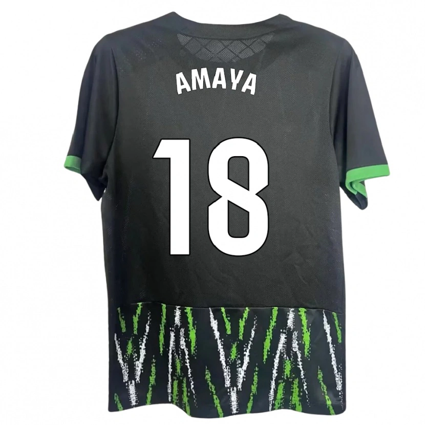 Danxen Kvinder María Amaya #18 Sort Grøn Udebane Spillertrøjer 2025/26 Trøje T-Shirt