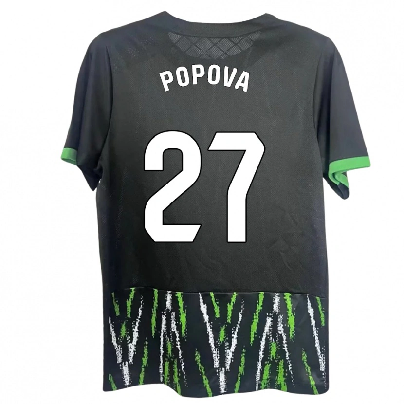 Danxen Kvinder Ángela Popova Fedorova #27 Sort Grøn Udebane Spillertrøjer 2025/26 Trøje T-Shirt