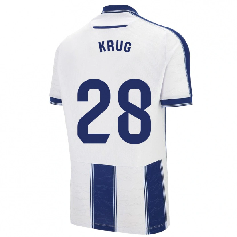 Danxen Kvinder Martín Krug #28 Navy Hvid Udebane Spillertrøjer 2025/26 Trøje T-Shirt