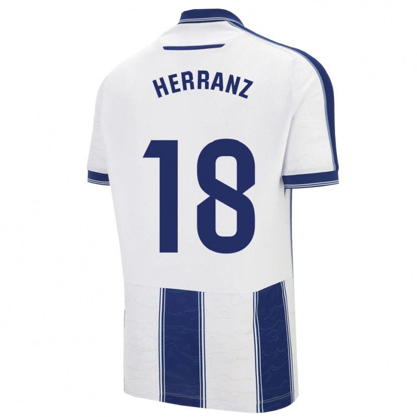 Danxen Kvinder Alejandro Herranz #18 Navy Hvid Udebane Spillertrøjer 2025/26 Trøje T-Shirt