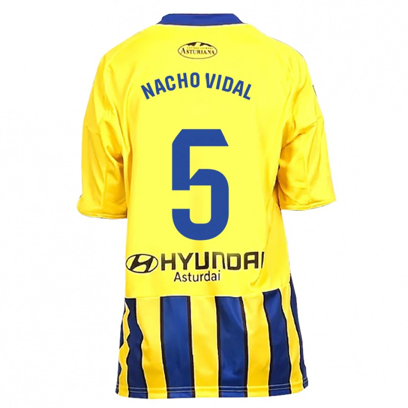 Danxen Kvinder Nacho Vidal #5 Gul Blå Udebane Spillertrøjer 2025/26 Trøje T-Shirt