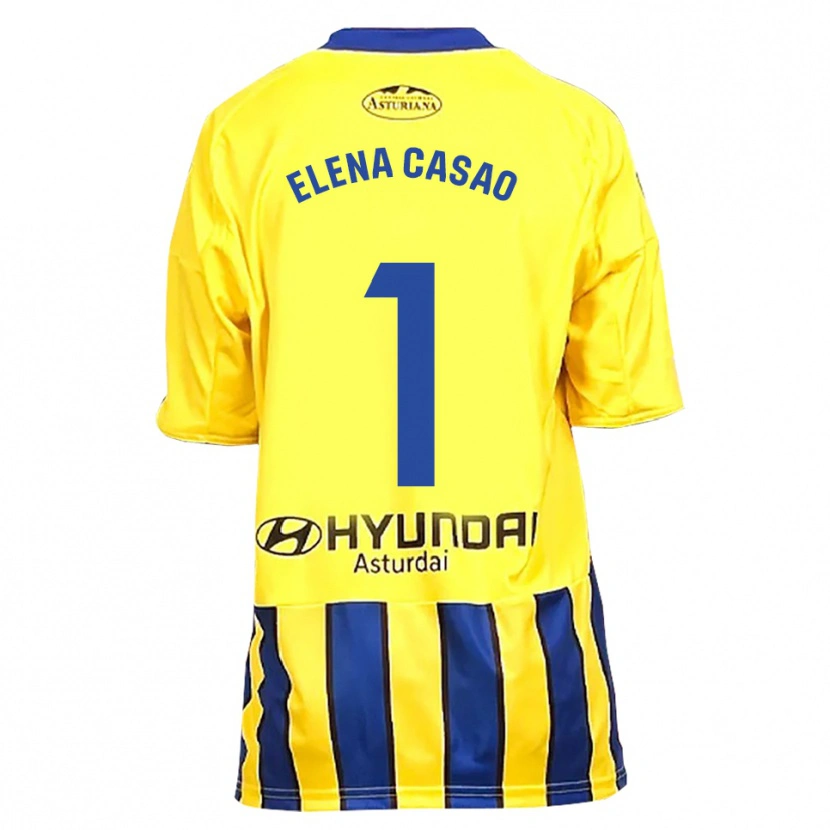 Danxen Kvinder Elena Casao López #1 Gul Blå Udebane Spillertrøjer 2025/26 Trøje T-Shirt