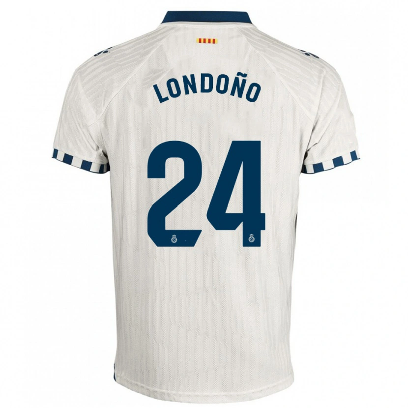 Danxen Kvinder Miguel Londoño #24 Hvid Blå Udebane Spillertrøjer 2025/26 Trøje T-Shirt