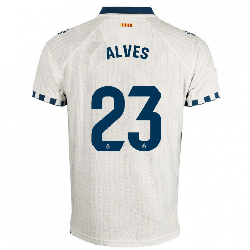 Danxen Kvinder Lucas Alves #23 Hvid Blå Udebane Spillertrøjer 2025/26 Trøje T-Shirt