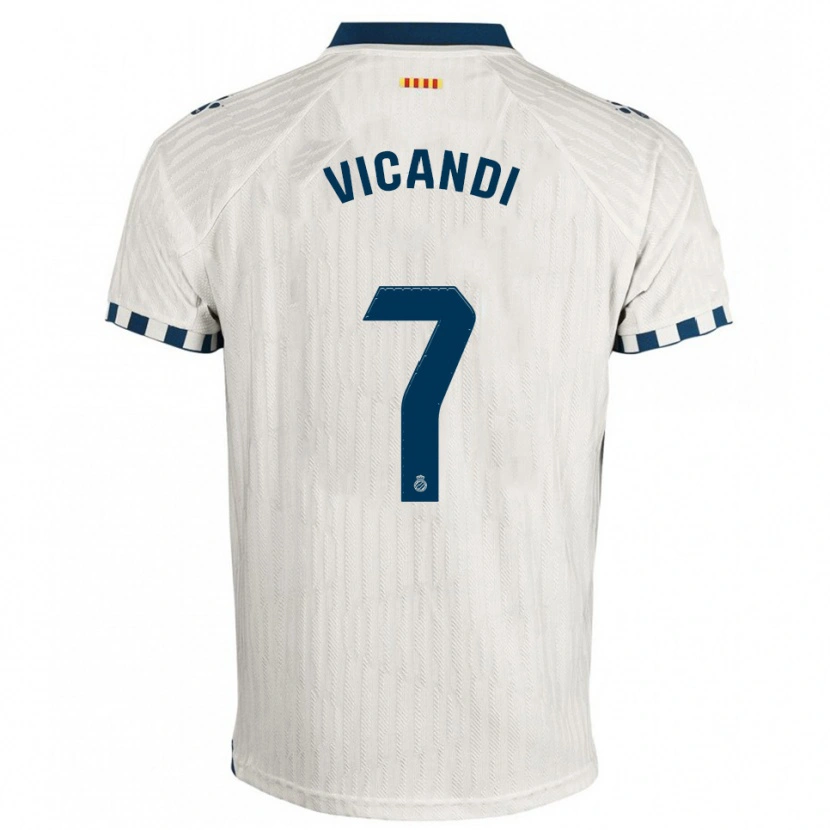 Danxen Kvinder Aimar Vicandi #7 Hvid Blå Udebane Spillertrøjer 2025/26 Trøje T-Shirt