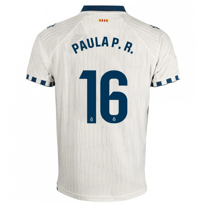 Danxen Kvinder Paula Perea Ramírez #16 Hvid Blå Udebane Spillertrøjer 2025/26 Trøje T-Shirt