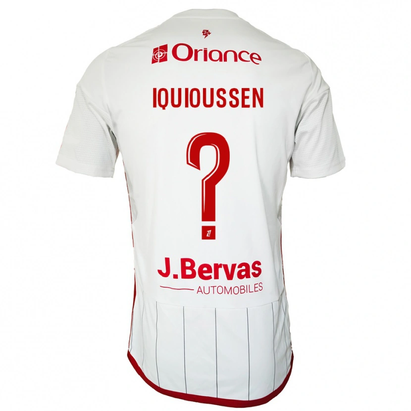 Danxen Kvinder Adam Iquioussen #0 Hvid Rød Udebane Spillertrøjer 2025/26 Trøje T-Shirt