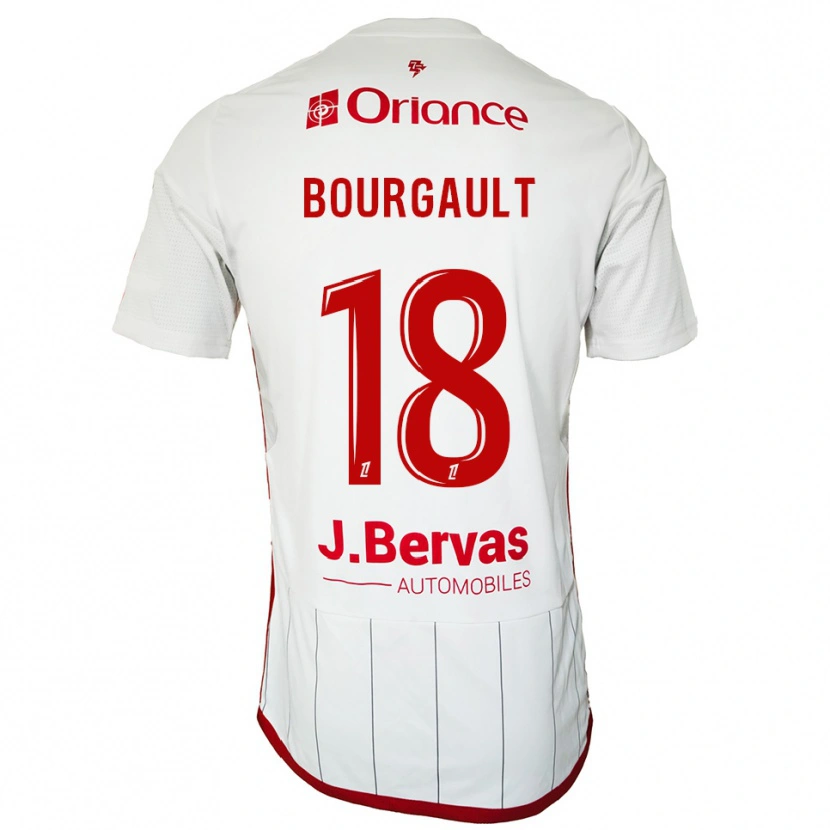 Danxen Kvinder Justin Bourgault #18 Hvid Rød Udebane Spillertrøjer 2025/26 Trøje T-Shirt