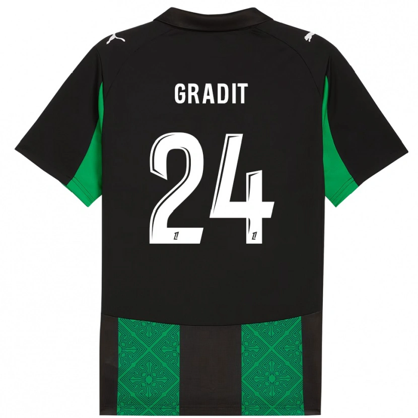 Danxen Kvinder Jonathan Gradit #24 Sort Grøn Udebane Spillertrøjer 2025/26 Trøje T-Shirt
