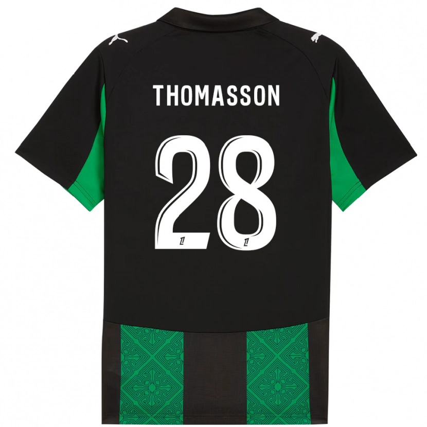 Danxen Kvinder Adrien Thomasson #28 Sort Grøn Udebane Spillertrøjer 2025/26 Trøje T-Shirt