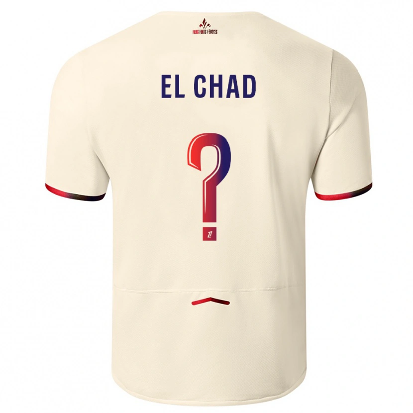 Danxen Kvinder Nesryne El Chad #0 Off-White Rød Udebane Spillertrøjer 2025/26 Trøje T-Shirt