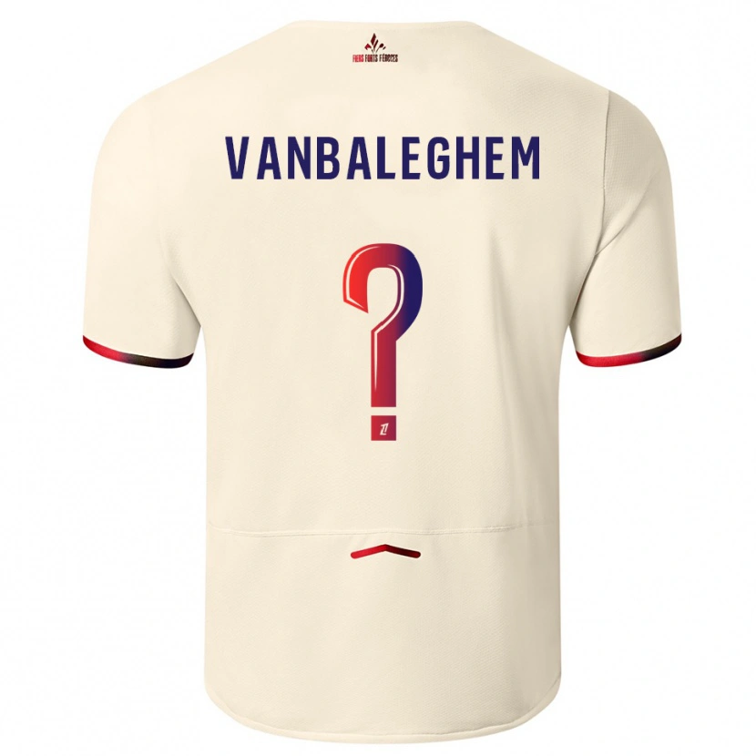 Danxen Kvinder Valentin Vanbaleghem #0 Off-White Rød Udebane Spillertrøjer 2025/26 Trøje T-Shirt