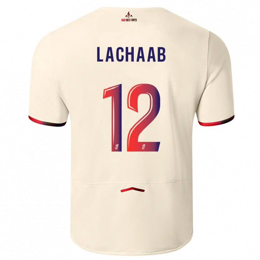 Danxen Kvinder Younes Lachaab #12 Off-White Rød Udebane Spillertrøjer 2025/26 Trøje T-Shirt