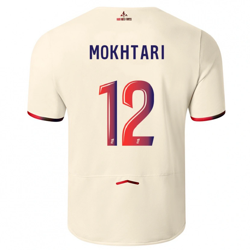 Danxen Kvinder Brahim Mokhtari #12 Off-White Rød Udebane Spillertrøjer 2025/26 Trøje T-Shirt