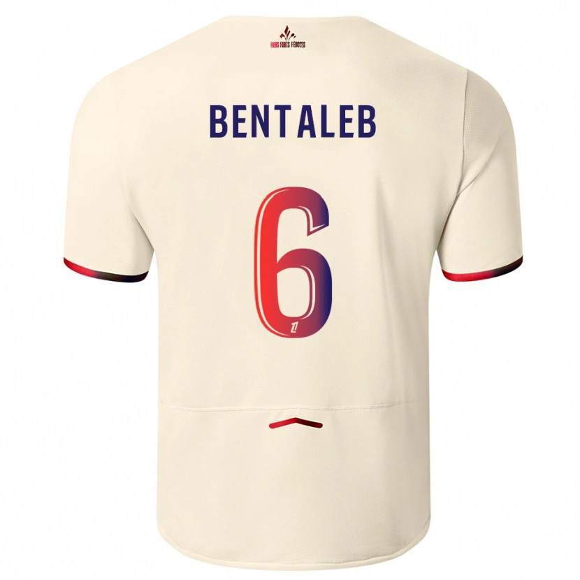 Danxen Kvinder Nabil Bentaleb #6 Off-White Rød Udebane Spillertrøjer 2025/26 Trøje T-Shirt