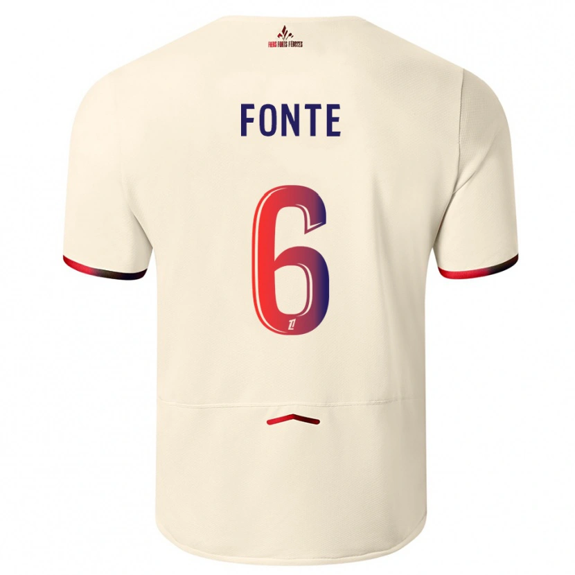 Danxen Kvinder Jose Fonte #6 Off-White Rød Udebane Spillertrøjer 2025/26 Trøje T-Shirt