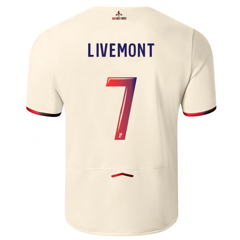 Danxen Kvinder Antoine Livemont #7 Off-White Rød Udebane Spillertrøjer 2025/26 Trøje T-Shirt