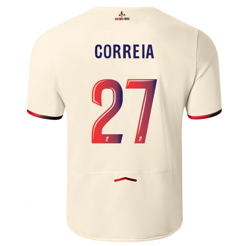 Danxen Kvinder Félix Correia #27 Off-White Rød Udebane Spillertrøjer 2025/26 Trøje T-Shirt