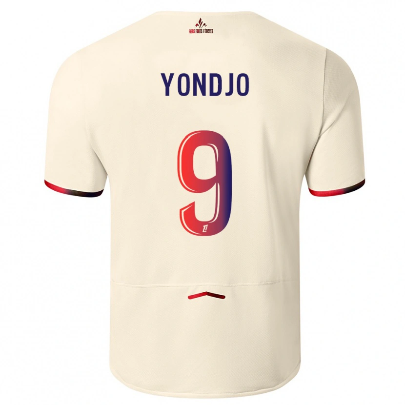 Danxen Kvinder Angel Yondjo #9 Off-White Rød Udebane Spillertrøjer 2025/26 Trøje T-Shirt