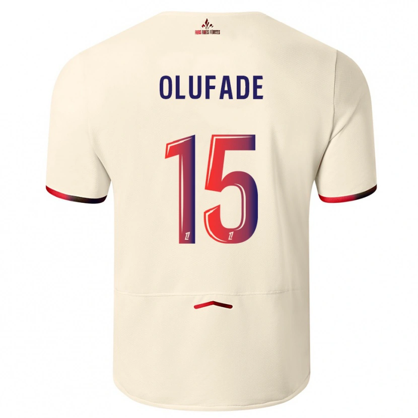 Danxen Kvinder Kingsley Olufade #15 Off-White Rød Udebane Spillertrøjer 2025/26 Trøje T-Shirt