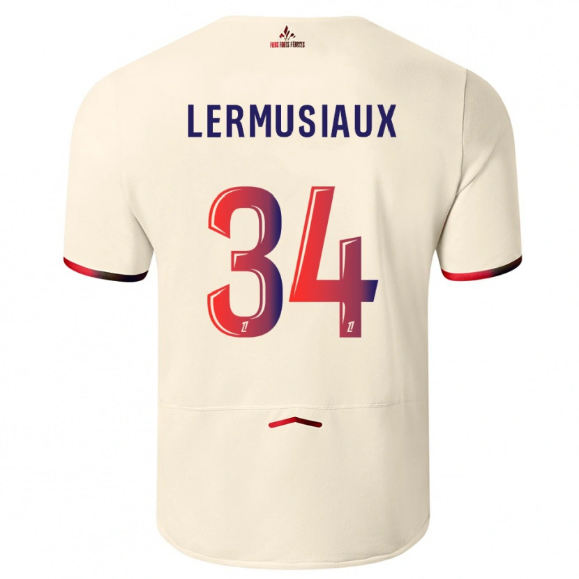 Danxen Kvinder Chrystal Lermusiaux #34 Off-White Rød Udebane Spillertrøjer 2025/26 Trøje T-Shirt