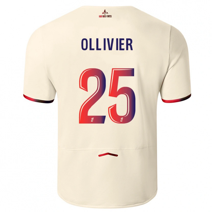 Danxen Kvinder Agathe Ollivier #25 Off-White Rød Udebane Spillertrøjer 2025/26 Trøje T-Shirt