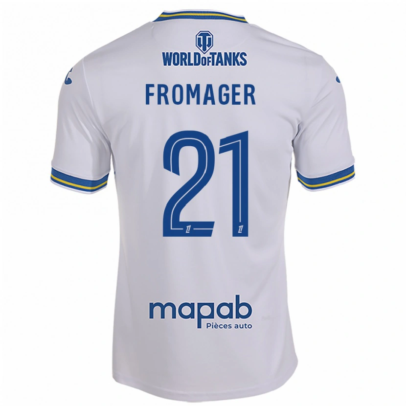 Danxen Kvinder Côme Fromager #21 Hvid Himmelblå Udebane Spillertrøjer 2025/26 Trøje T-Shirt