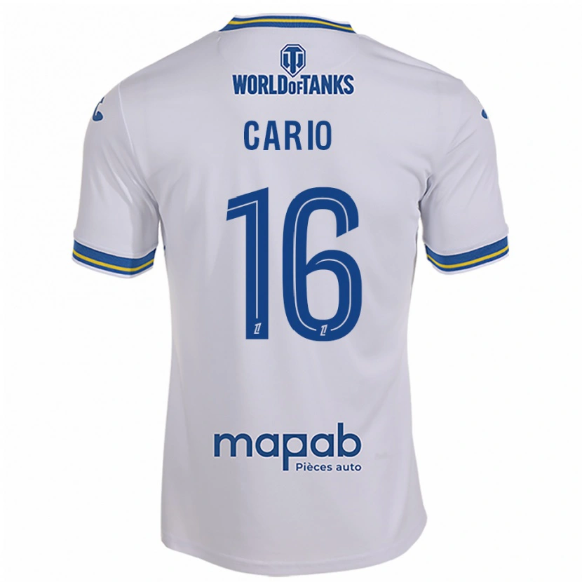 Danxen Kvinder Anthony Cario #16 Hvid Himmelblå Udebane Spillertrøjer 2025/26 Trøje T-Shirt