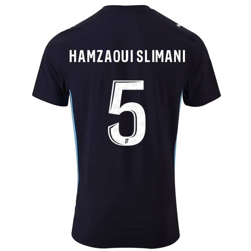 Danxen Kvinder Hilan Hamzaoui Slimani #5 Sort Himmelblå Udebane Spillertrøjer 2025/26 Trøje T-Shirt